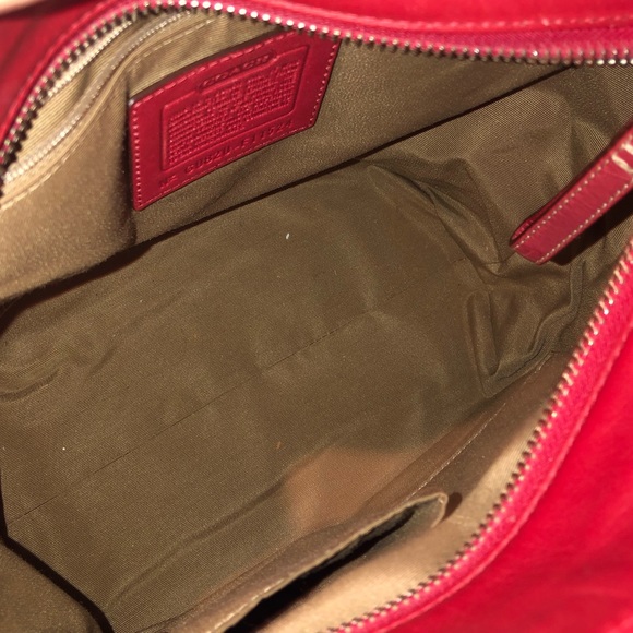 COACH Hampton Red Leather Gallery Tote Shoulder Bag Vintage RARE - Picture 6 of 9